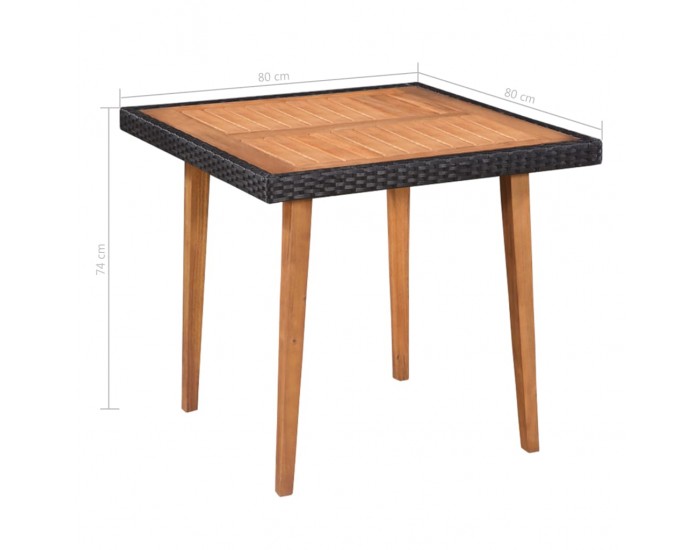 Sonata Градински трапезен комплект, 5 части, полиратан, черно-кафяв -