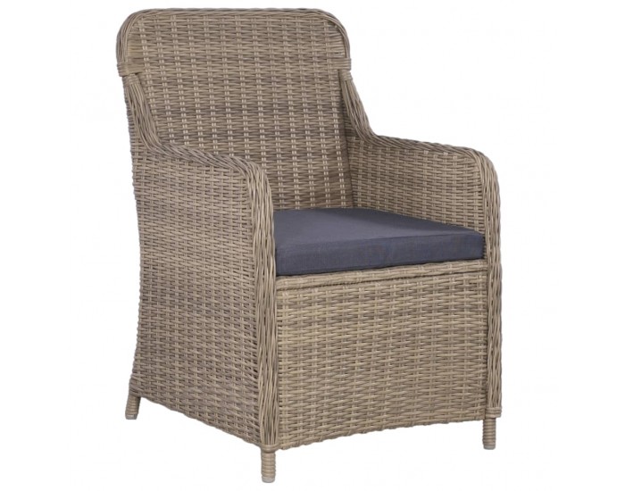 Sonata Външни столове с възглавници, 2 бр, полиратан, кафяви -