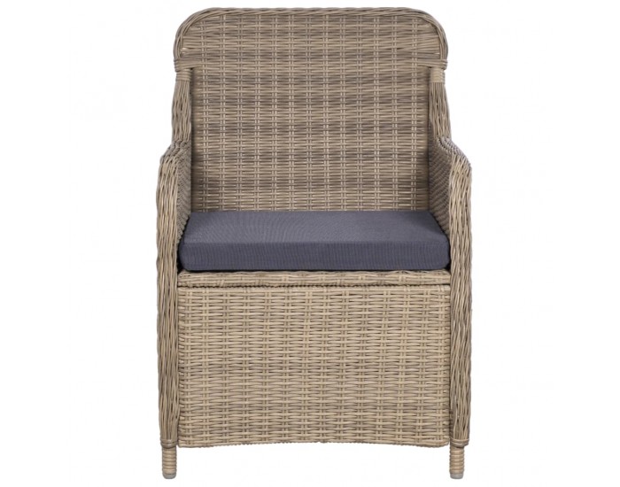 Sonata Външни столове с възглавници, 2 бр, полиратан, кафяви -