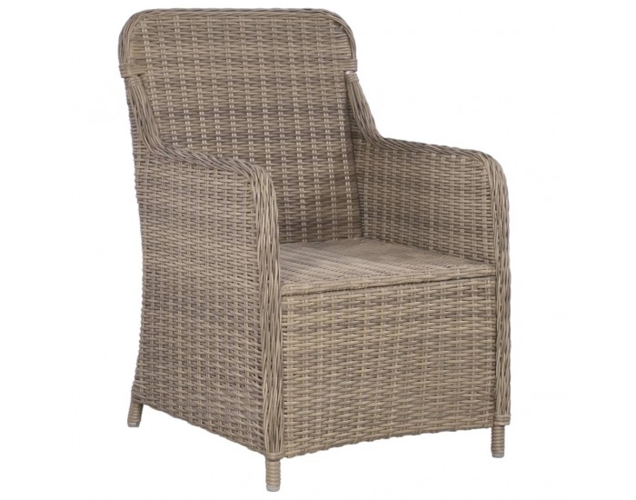 Sonata Външни столове с възглавници, 2 бр, полиратан, кафяви -