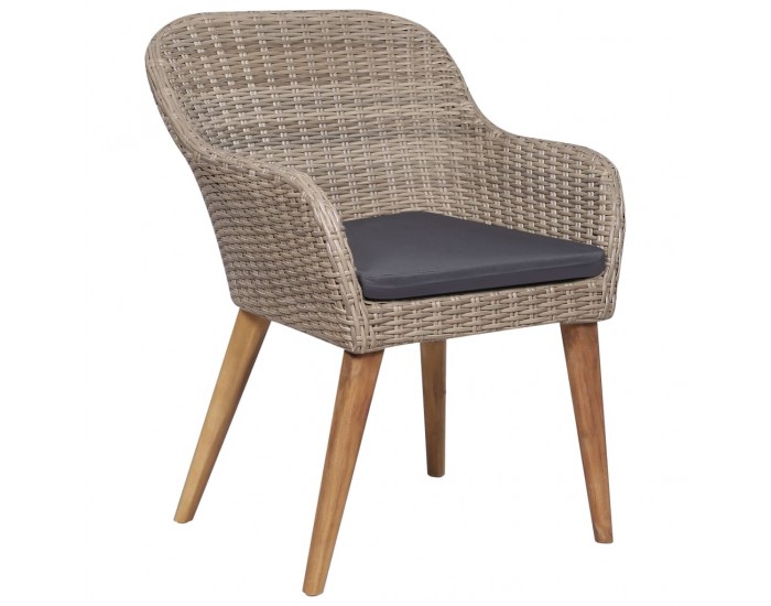 Sonata Външни столове с възглавници, 2 бр, полиратан, кафяви -