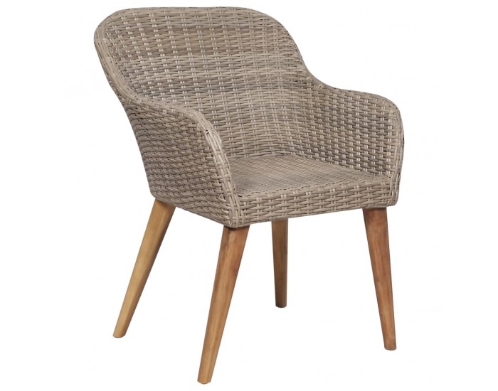 Sonata Външни столове с възглавници, 2 бр, полиратан, кафяви -