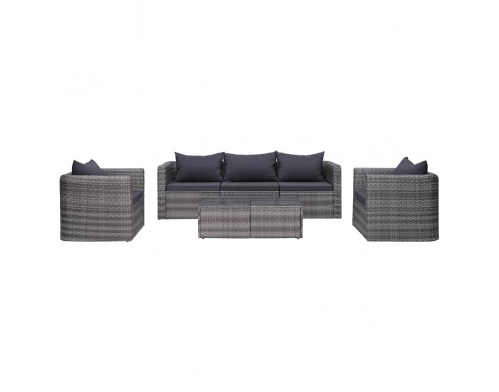 Sonata Градински комплект с възглавници, 6 части, полиратан, сив - Sonata Градински комплект с възглавници, 6 части, полиратан, сив -