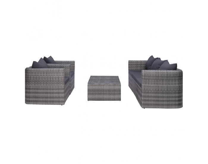 Sonata Градински комплект с възглавници, 6 части, полиратан, сив - Sonata Градински комплект с възглавници, 6 части, полиратан, сив -