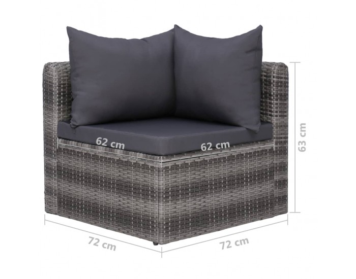 Sonata Градински комплект с възглавници, 6 части, полиратан, сив - Sonata Градински комплект с възглавници, 6 части, полиратан, сив -