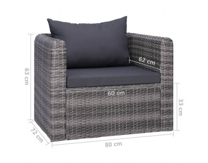 Sonata Градински комплект с възглавници, 6 части, полиратан, сив - Sonata Градински комплект с възглавници, 6 части, полиратан, сив -