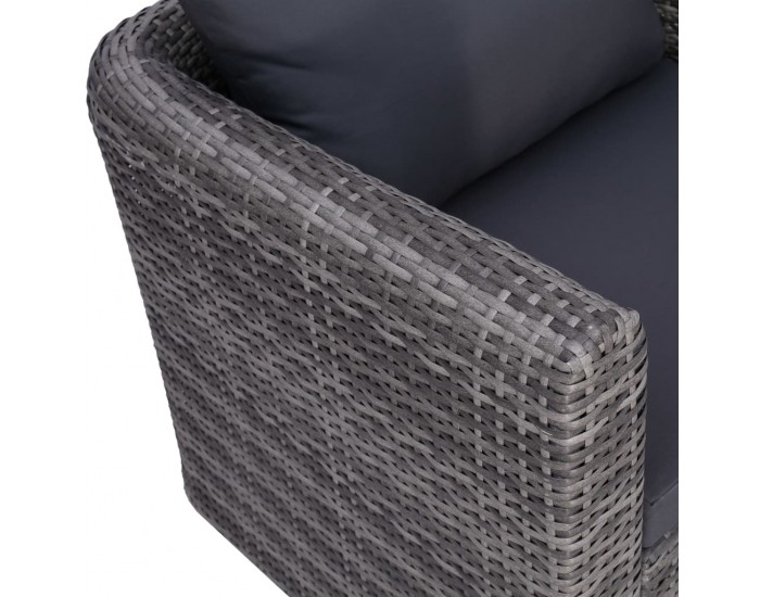 Sonata Градински стол с възглавници, полиратан, сив -