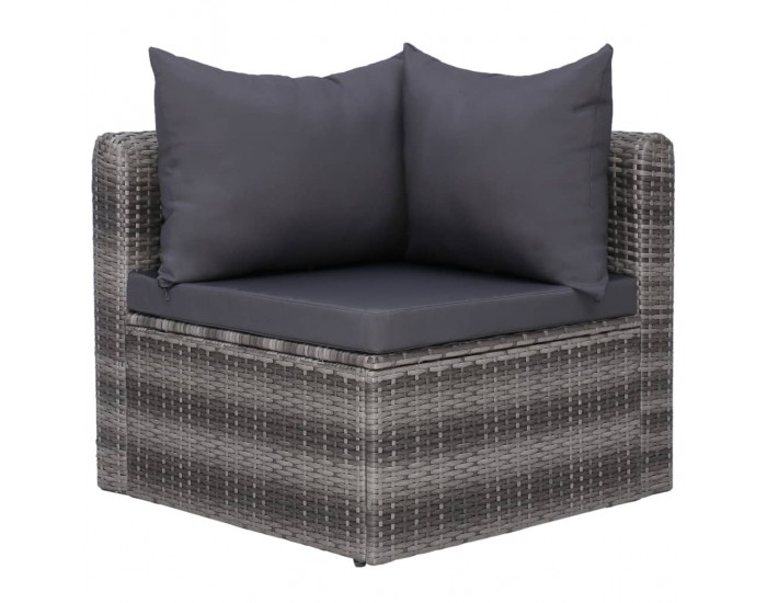 Sonata Градински комплект с възглавници, 3 части, сив, полиратан -