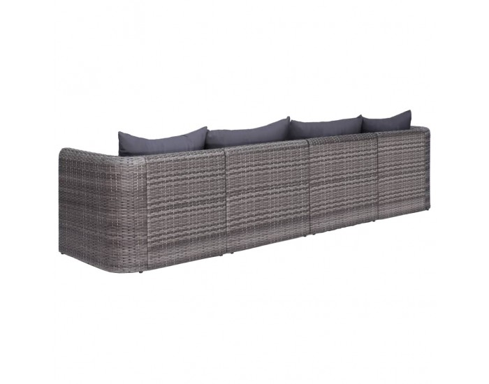 Sonata Градински комплект с възглавници, 4 части, сив, полиратан -