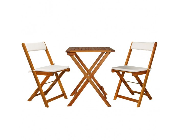 Sonata Бистро комплект с възглавници, 3 части, сгъваем, акация масив - Sonata Бистро комплект с възглавници, 3 части, сгъваем, акация масив -