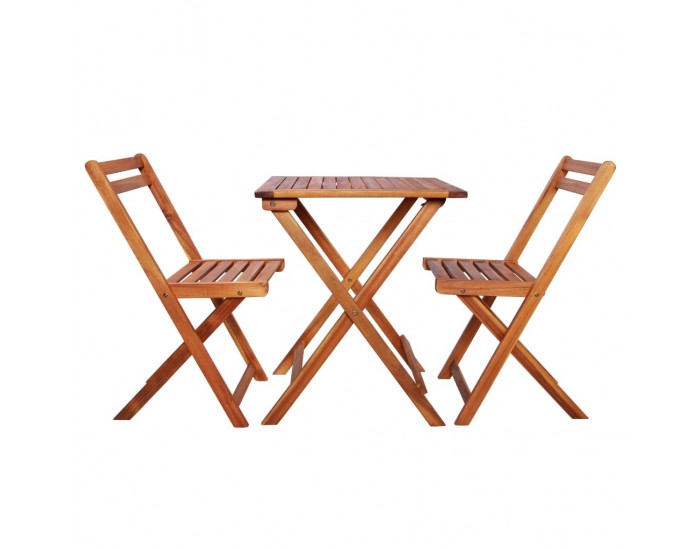 Sonata Градински бистро комплект, 3 части, сгъваем, акация масив -