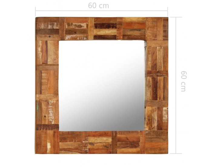 Sonata Огледало за стена, регенерирано дърво масив, 60x60 cм -