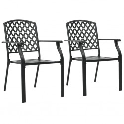 Sonata Стифиращи външни столове, 2 бр, стомана, черни - Градински столове