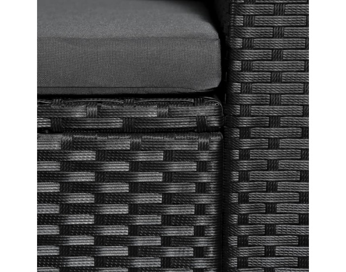 Sonata Градински лаундж комплект, 3 части, полиратан, черно и сиво -