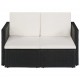 Sonata 2-местен градински диван с възглавници, черен, полиратан -