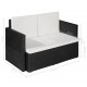 Sonata 2-местен градински диван с възглавници, черен, полиратан -