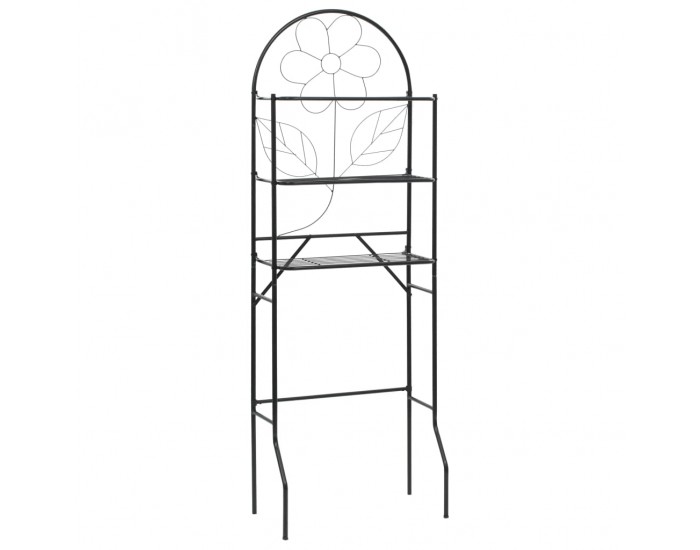 Sonata Свободностоящ стелаж за баня, черен, 60x33x174 см -