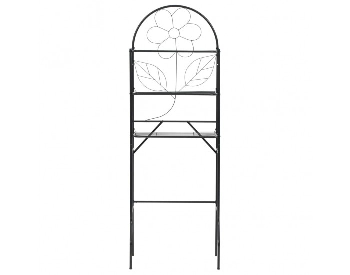 Sonata Свободностоящ стелаж за баня, черен, 60x33x174 см -