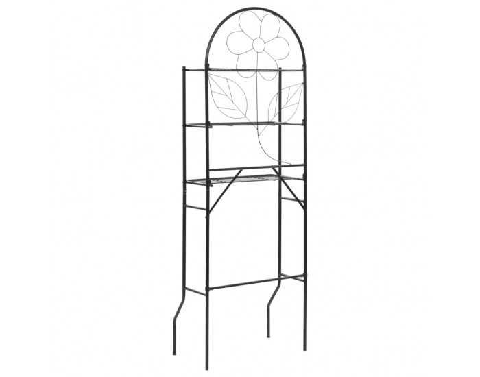 Sonata Свободностоящ стелаж за баня, черен, 60x33x174 см -