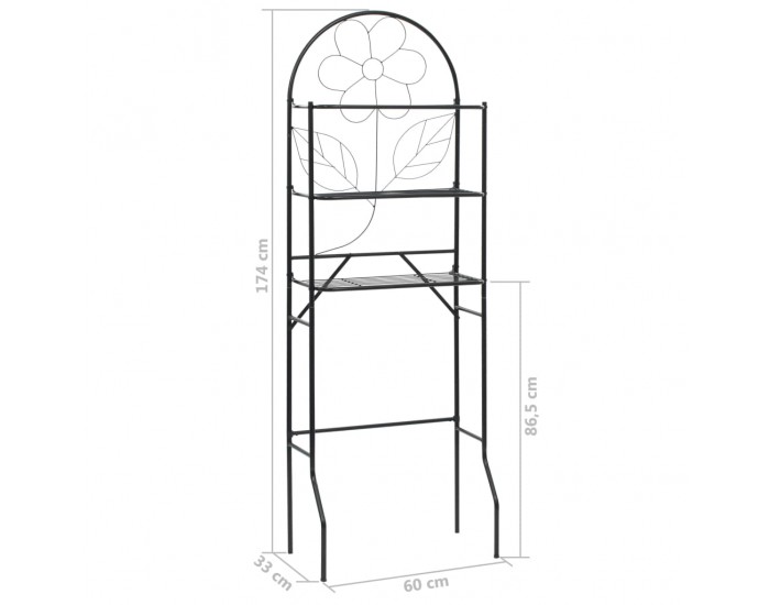 Sonata Свободностоящ стелаж за баня, черен, 60x33x174 см -