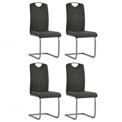 Sonata Трапезни столове, 4 бр, изкуствена кожа, 43x55x100 см, сиви - Трапезни столове