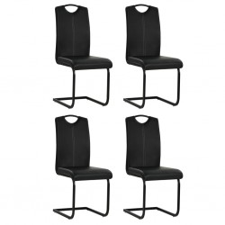 Sonata Трапезни столове, 4 бр, изкуствена кожа, 43x55x100 см, черни - Трапезни столове