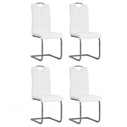 Sonata Трапезни столове, 4 бр, изкуствена кожа, 43x55x100 см, бели - Трапезни столове