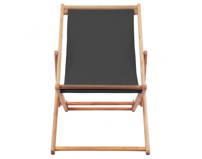 Sonata Сгъваем плажен стол, текстил и дървена рамка, сив -