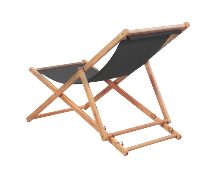 Sonata Сгъваем плажен стол, текстил и дървена рамка, сив -