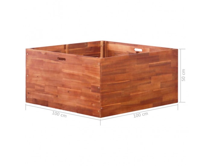 Sonata Градински сандък за цветя, акациево дърво, 100x100x50 см -