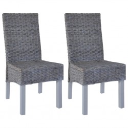Sonata Трапезни столове, 2 бр, кубу ратан, мангова дървесина, сиви - Трапезни столове