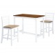 Sonata Комплект бар маса и столове, 3 части, дървен масив, кафяв и бял -