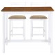 Sonata Комплект бар маса и столове, 3 части, дървен масив, кафяв и бял -