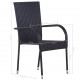 Sonata Стифиращи външни столове, 2 бр, полиратан, черни -