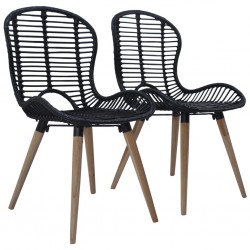 Sonata Трапезни столове, 2 бр, естествен ратан, черни - Трапезни столове