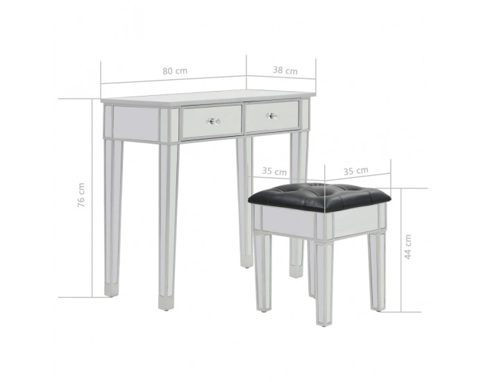 Sonata Огледална тоалетка с табуретка, МДФ и стъкло -