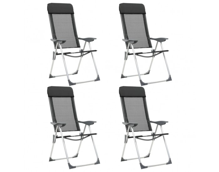 Sonata Сгъваеми къмпинг столове, 4 бр, черни, алуминий -