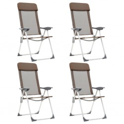 Sonata Сгъваеми къмпинг столове, 4 бр, кафяви, алуминий - Къмпинг и туризъм