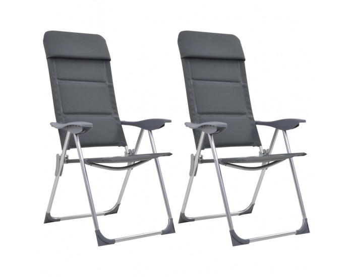 Sonata Къмпинг столове, 2 бр, сиви, 58x69x111 см, алуминий -