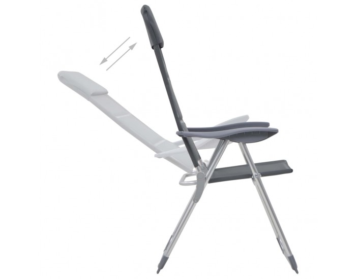 Sonata Къмпинг столове, 2 бр, сиви, 58x69x111 см, алуминий -