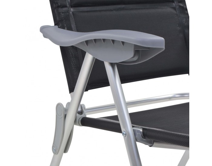 Sonata Къмпинг столове, 2 бр, черни, 58x69x111 см, алуминий -