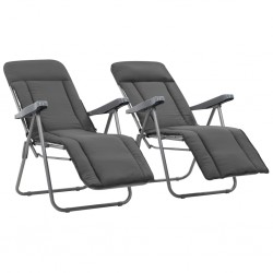 Sonata Сгъваеми градински столове с възглавници, 2 бр, сиви - Градински столове