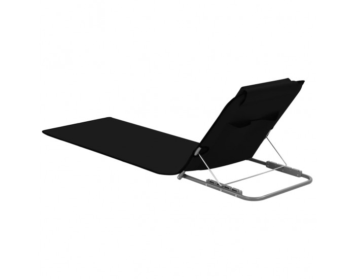 Sonata Сгъваеми плажни постелки, 2 бр, стомана и плат, черни -