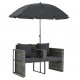Sonata 2-местен градински диван с възглавници и чадър, сив, полиратан -