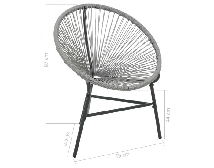 Sonata Градински стол Луна, полиратан, сив -