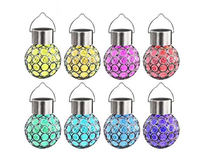 Sonata Висящи соларни лампи, 8 бр, LED осветление, RGB -