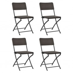 Sonata Сгъваеми градински столове, 4 бр, HDPE и стомана, кафяви - Градински столове