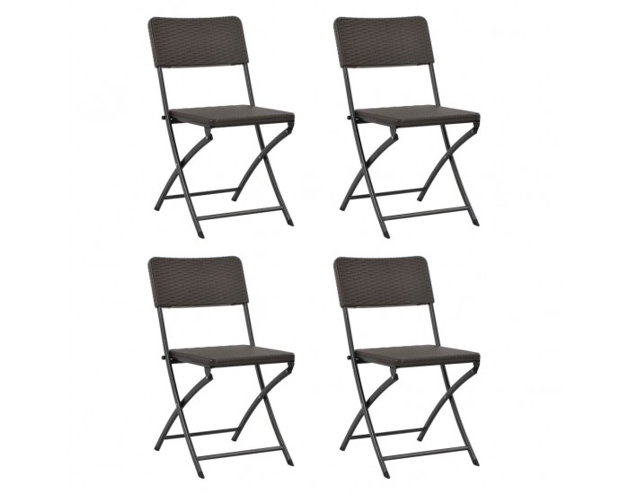 Sonata Сгъваеми градински столове, 4 бр, HDPE и стомана, кафяви -