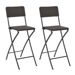 Sonata Сгъваеми бар столове, 2 бр, HDPE и стомана, кафяви, ратанов вид - Градински столове