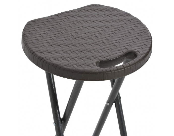 Sonata Сгъваеми бар столове, 2 бр, HDPE и стомана, кафяви, ратанов вид -